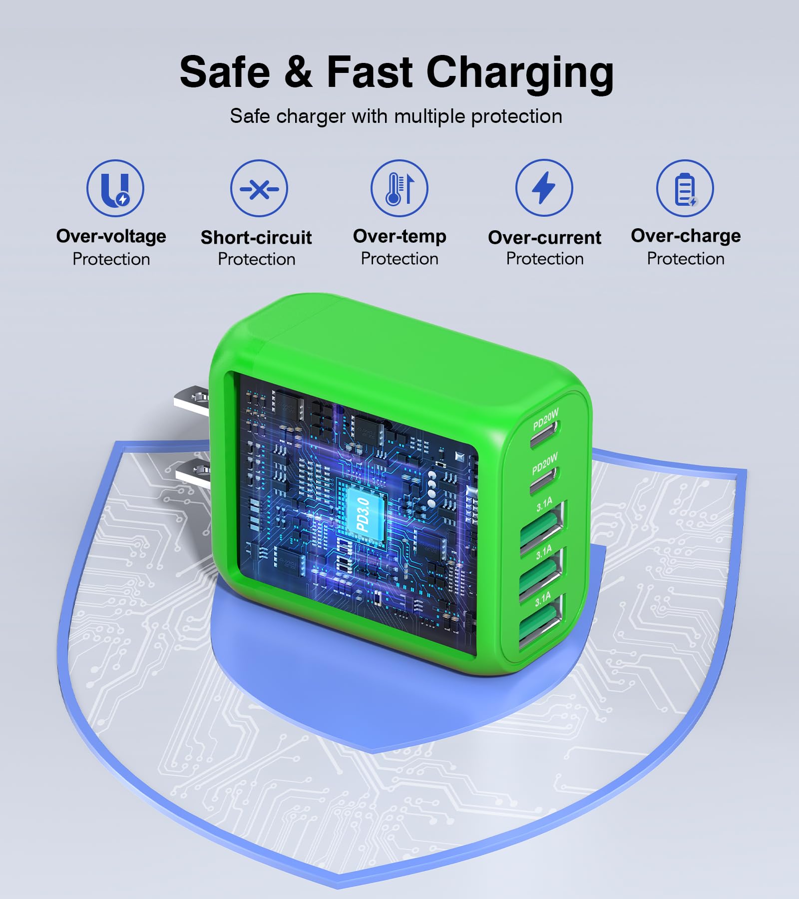 Paquete de 2 bloques de carga de pared USB C de 60 W, cargador C de 5