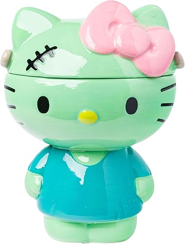 Miniatura 48 de Silver Buffalo Tarro de cerámica para aperitivos o galletas de color rosa de Hello Kitty, de Sanrio, tamaño mediano Hello Kitty Waving (cerámica)