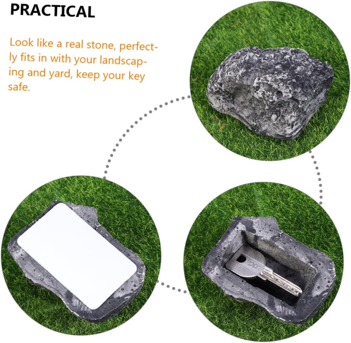 SHINEOFI 2pcs Outdoor Fake Stone Key Hider Box Key Saving Storage Discreet Place for Garden for Home Security and Decoration