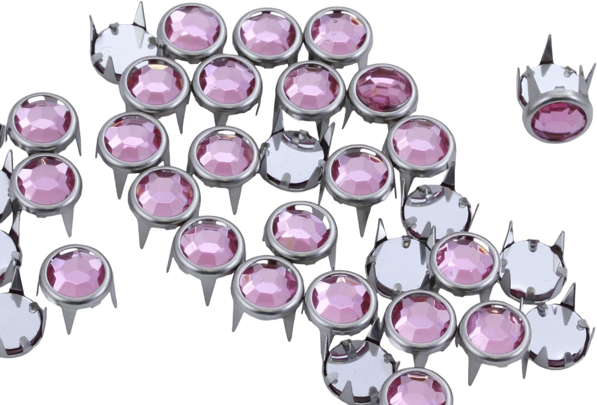 Allstarco 9mm Pink Lt. CH13 Bedazzler Refills Rhinestones Preset Gemagic Studs Nailheads in Rims for Garment Embelishments Leatherwork DIY Crafts Decorate Shoes, Belts, Tee Size 40-50 Pieces