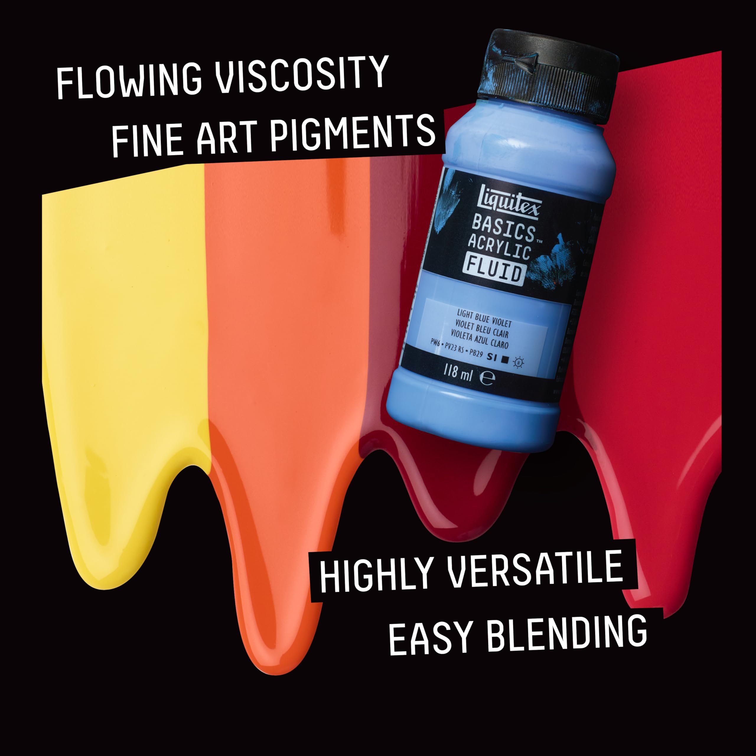Liquitex BASICS Lot de 6 flacons de peinture acrylique fluide 118 ml