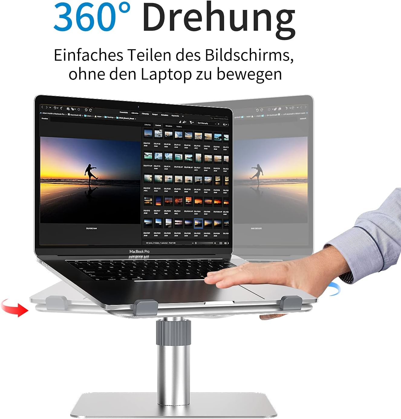 Newaner Laptop Stand Aluminum Height Adjustable, Computer Riser Holder 360°Rotatable Compatible With Notebook of 10-16inch Including Macbook Pro/Air Surface Lenovo Hp Asus Acer Dell MSI Samsung