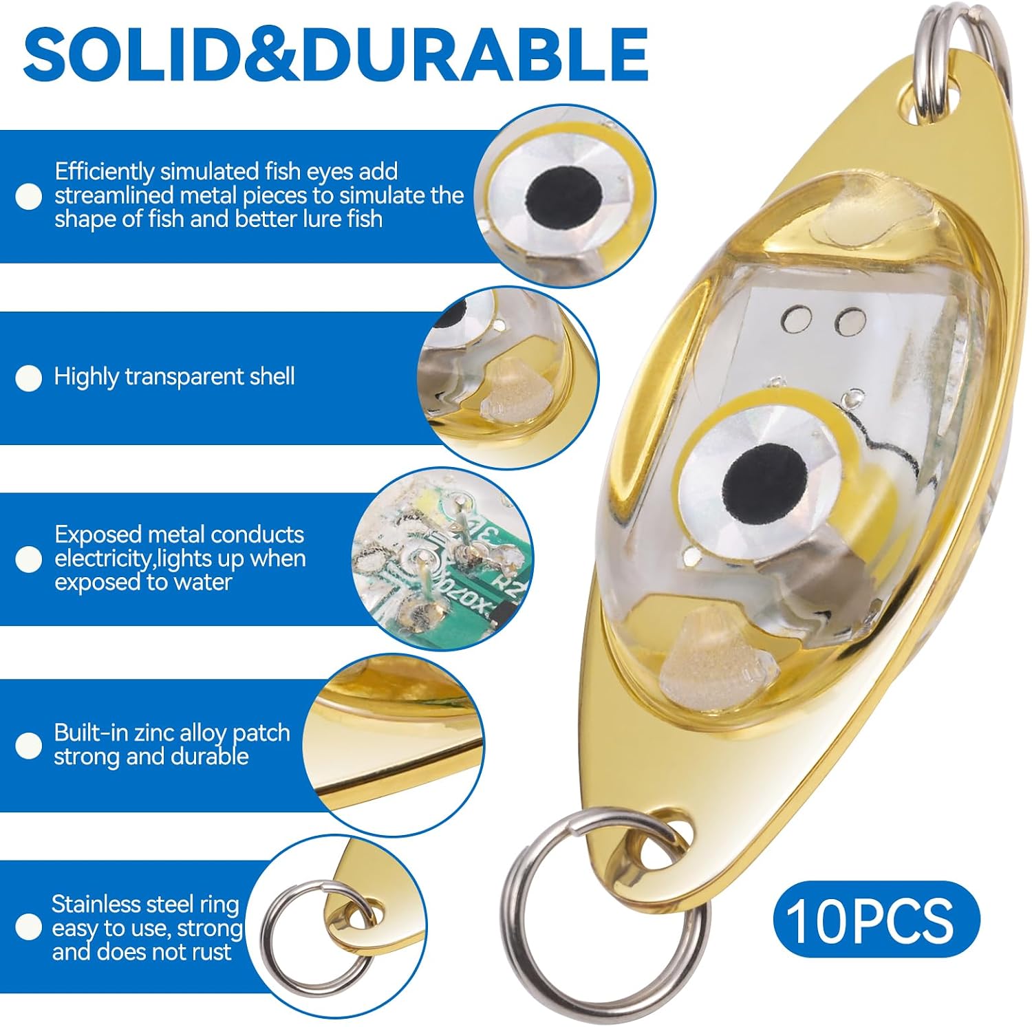 LED Underwater Fishing Lures，LED Lighted Bait Flasher，Deep Drop Fishing Lures，Fish Eye Attractive Light Bait Lure Lamp