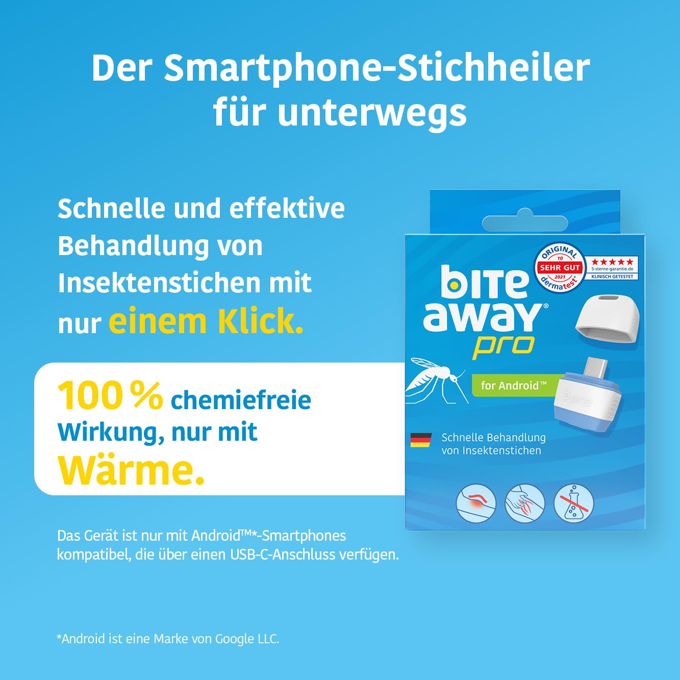 bite away® pro mit PowerUnit - Insektenstichheiler gegen Juckreiz bei Insektenstichen – der 2-in-1 Wärmestift für maximale Flexibilität