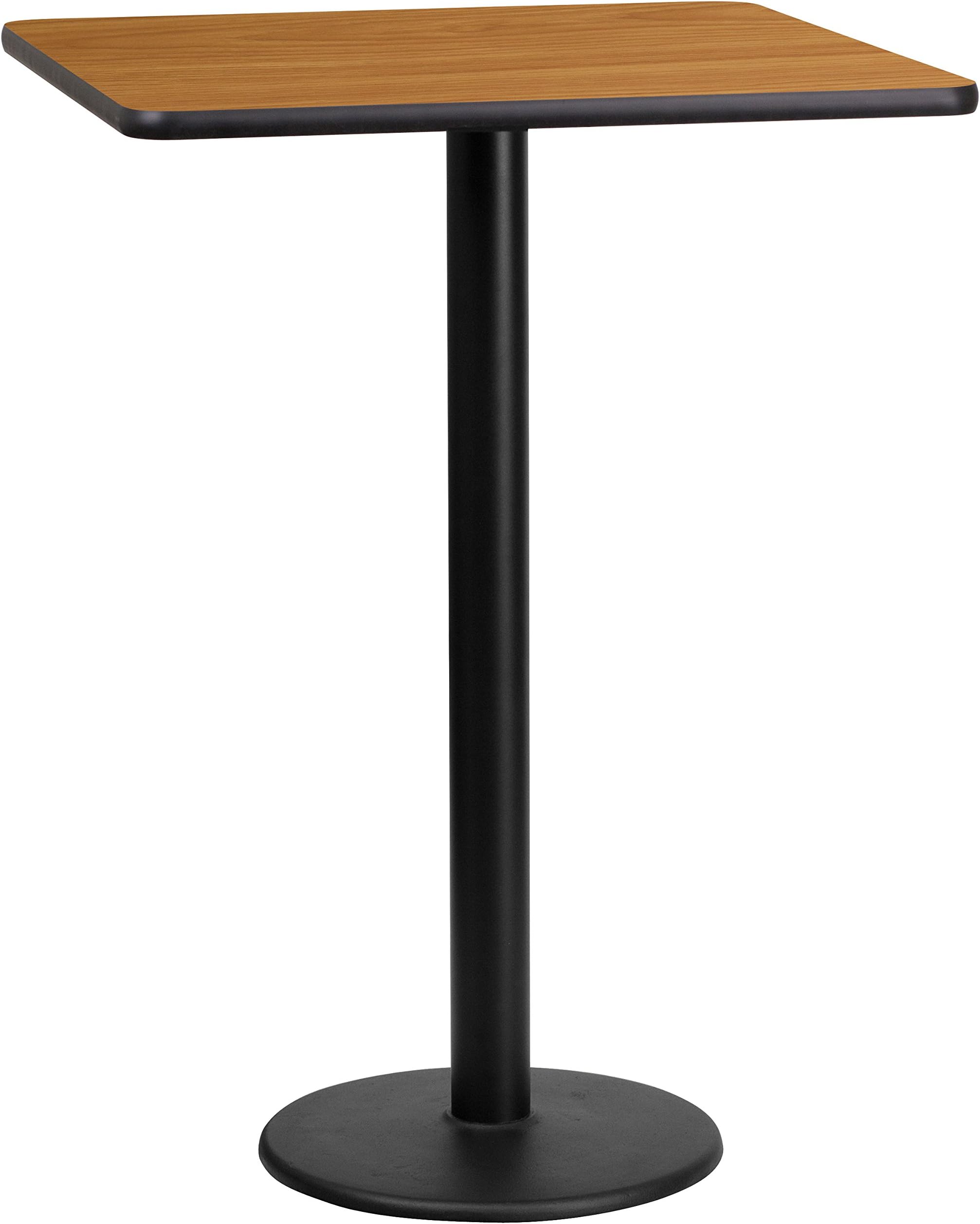 EMMA + OLIVER 24" Square Natural Laminate Bar Table Top-18 RD Base