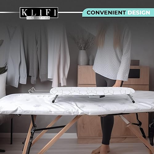 Miniatura 7 de KLIFI Tabla de planchar de mesa  Tabla de planchar plegable se pliega y se cuelga para ahorrar espacio, dormitorios, cuartos de servicio y usos de