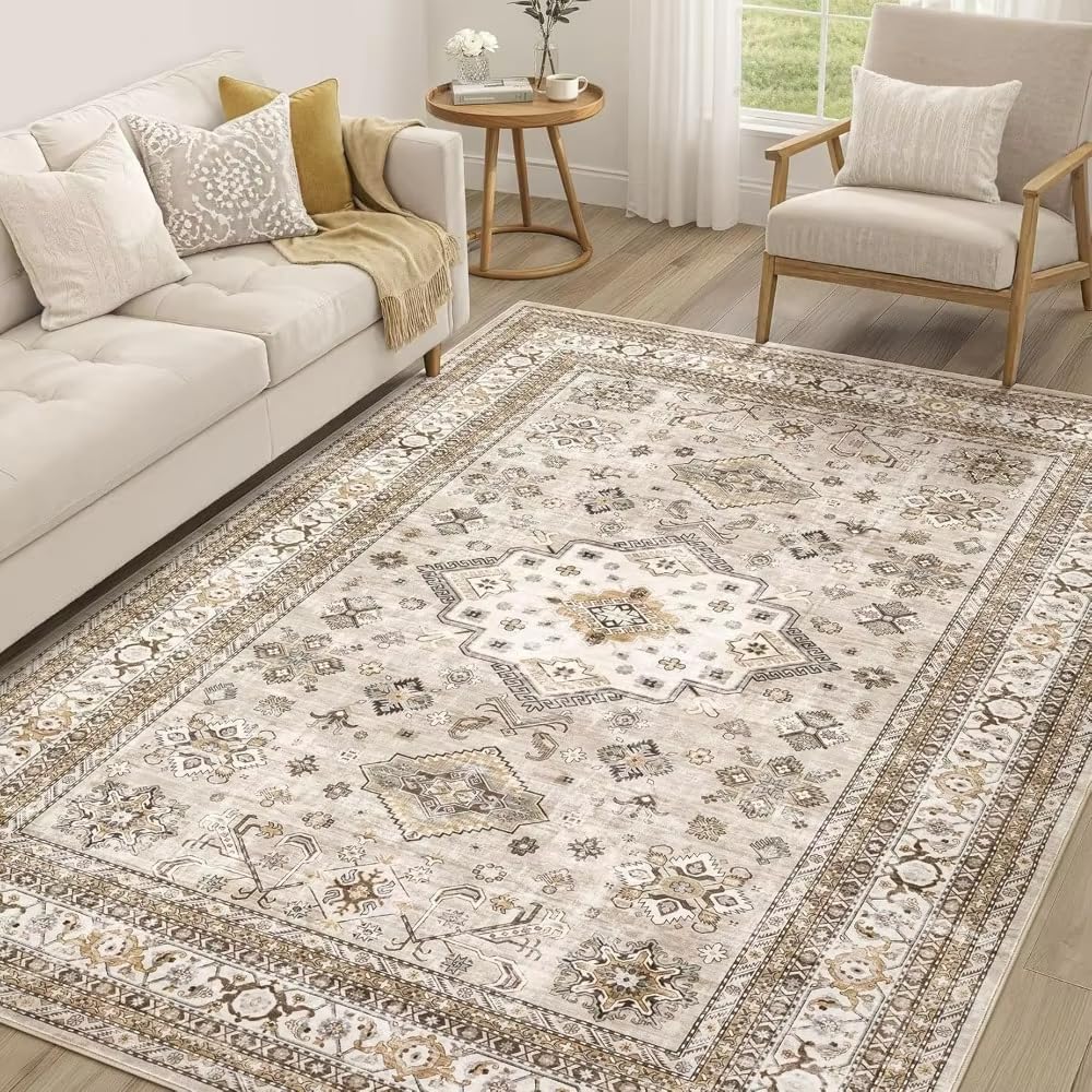 Tapis de salon vintage lavable 90x150cm style oriental doux pour chambre