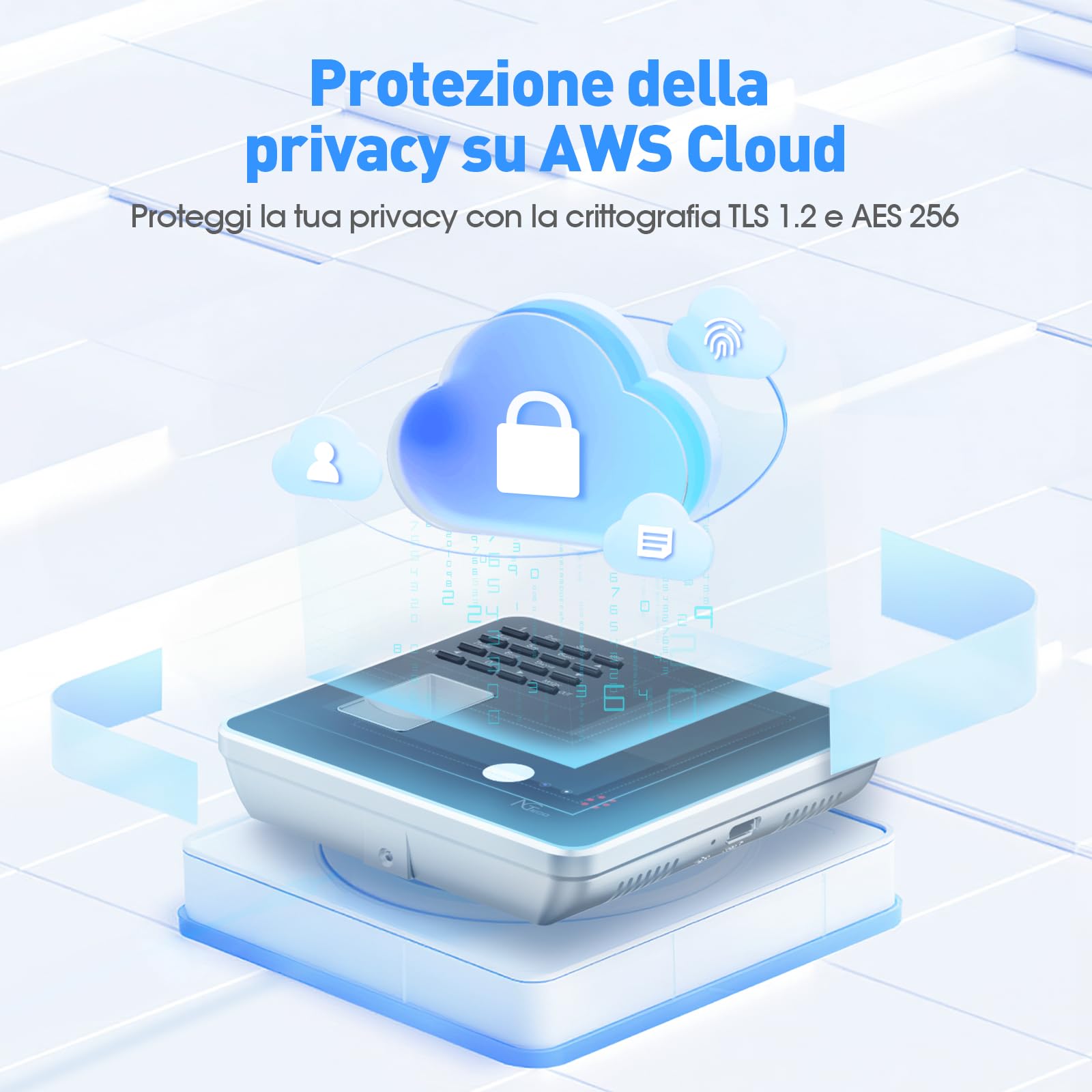 NGTeco Cloud Rilevazione Presenze Italiano TC1,timbracartellini con funzionalità di riconoscimento delle impronte digitali, riconoscimento facciale, RFID e PIN,con software di gestione remota