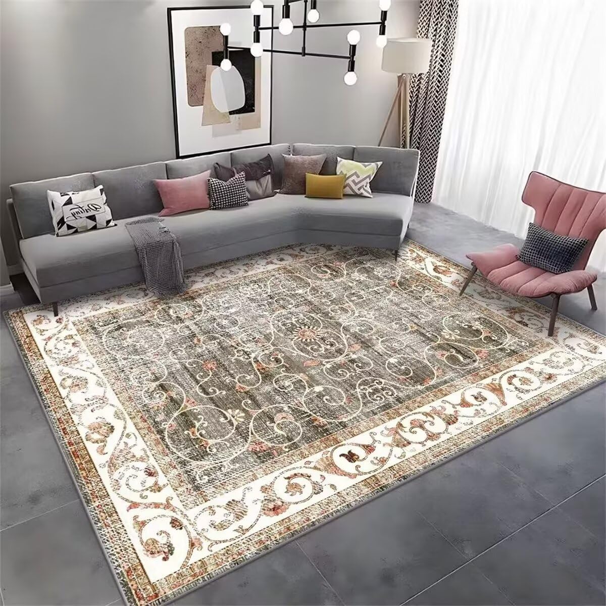 Tapis de style traditionnel shaggy noir lavable 160x200 grand confort