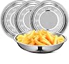 4pcs Stainless Steel Plate Set, 6.3 Inch Round Serving Plates for Kitchen, Reusable Metal Dish Plates for Food