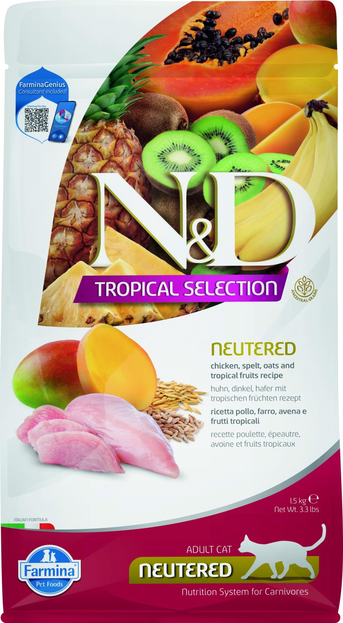ND N&D Tropical Selection Tavuklu ve Tropikal Meyveli Kısırlaştırılmış Kedi Maması 1,5 Kg