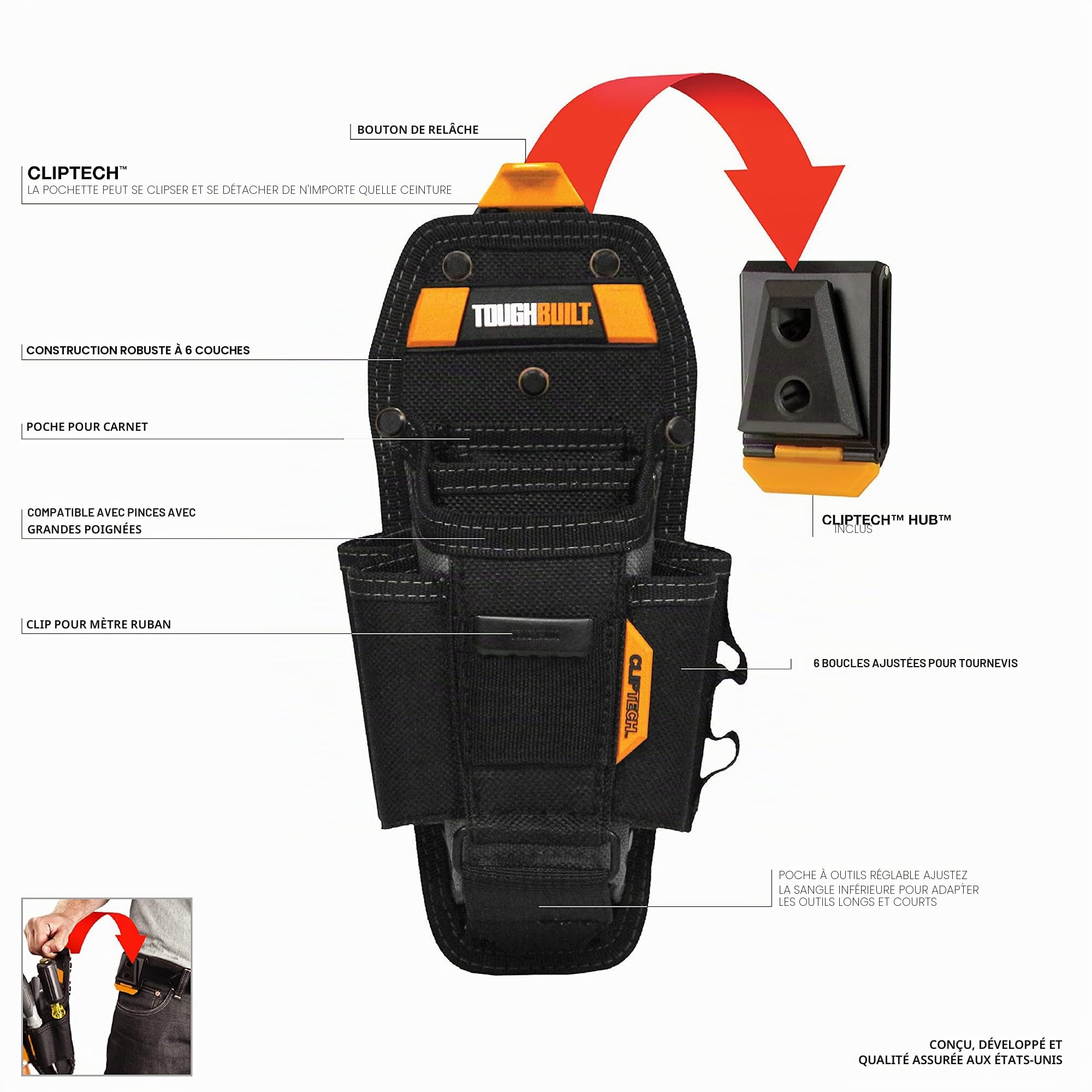 ToughBuilt tou-ct-36-l7 technicien 7 poche pochette