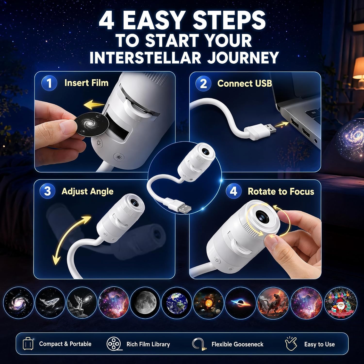 13-in-1 Galaxy Projector Night Light, Sternenhimmel Projektor Kinder