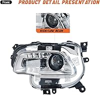 Vista 3 de Conjunto de faros delanteros HID compatible con Jeep Cherokee 2014, 2015, 2016, 2017, 2018, Jeep Cherokee, conjunto de faros de xenón con borde
