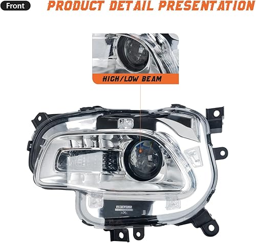 Miniatura 3 de Conjunto de faros delanteros HID compatible con Jeep Cherokee 2014, 2015, 2016, 2017, 2018, Jeep Cherokee, conjunto de faros de xenón con borde