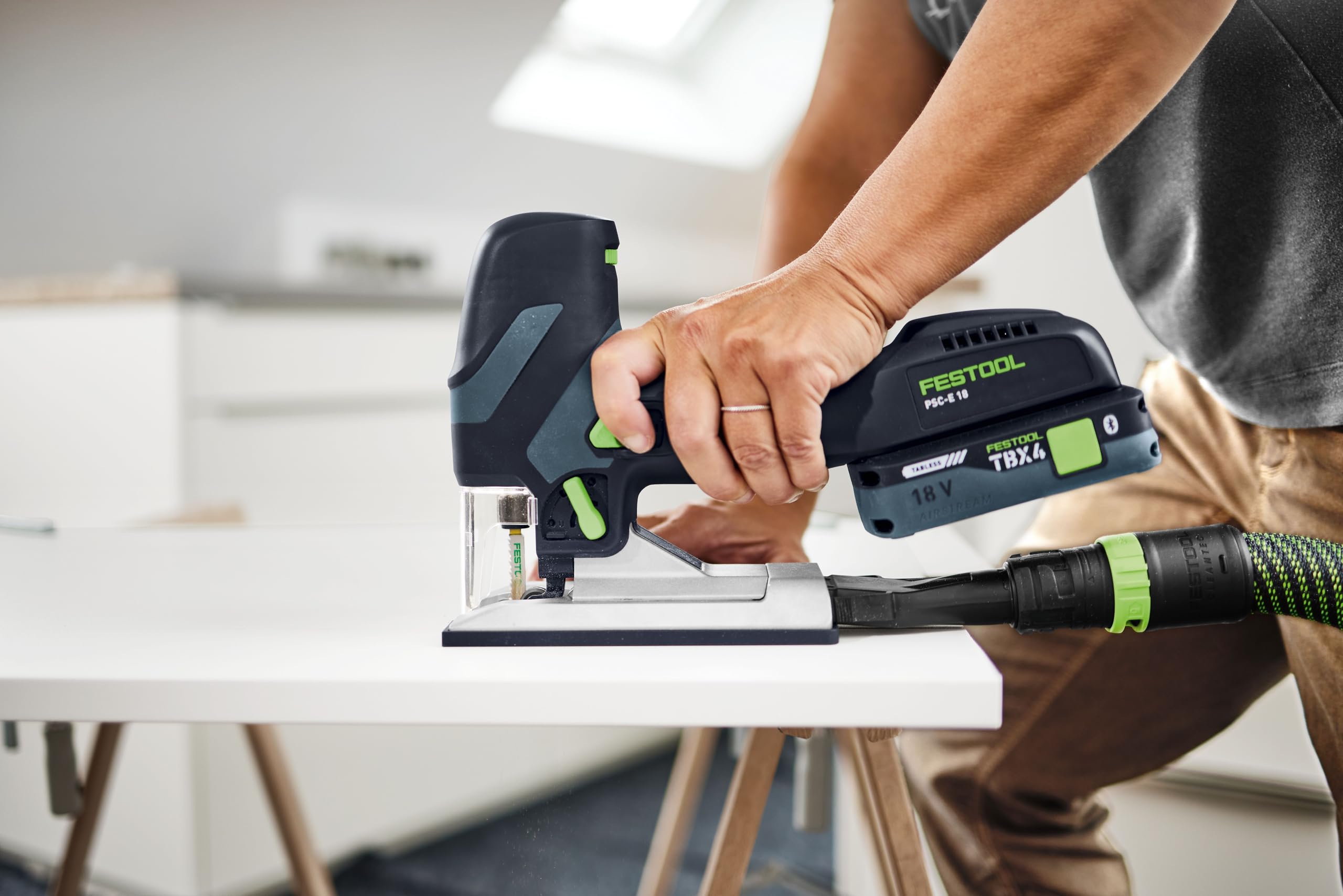 Festool Seghetto Alternativo a Batteria PSC-E 18 EB-Basic, 23mm Corsa, Batteria 18V, Leggero 1,7kg