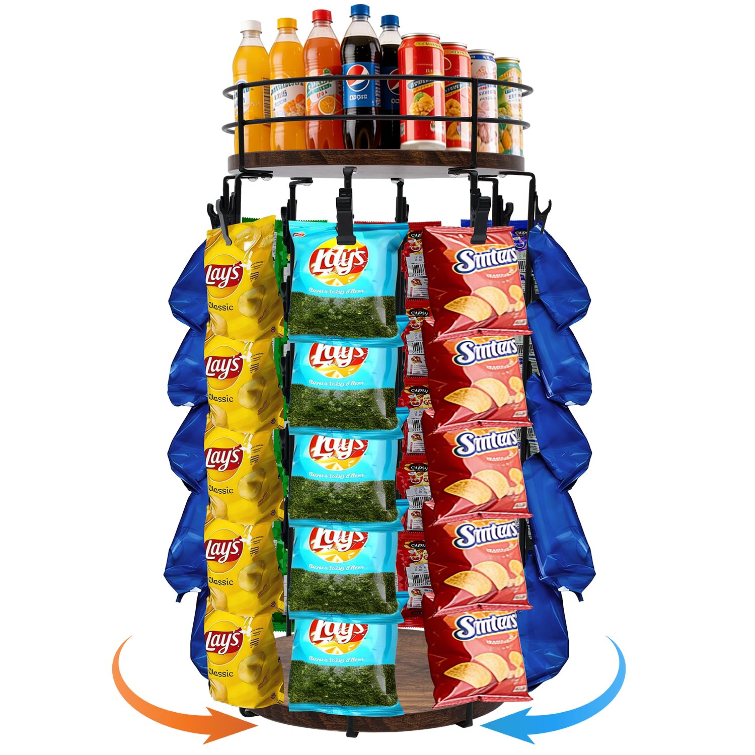 Présentoir à frites rotatif en acier robuste à 5 niveaux pour comptoir