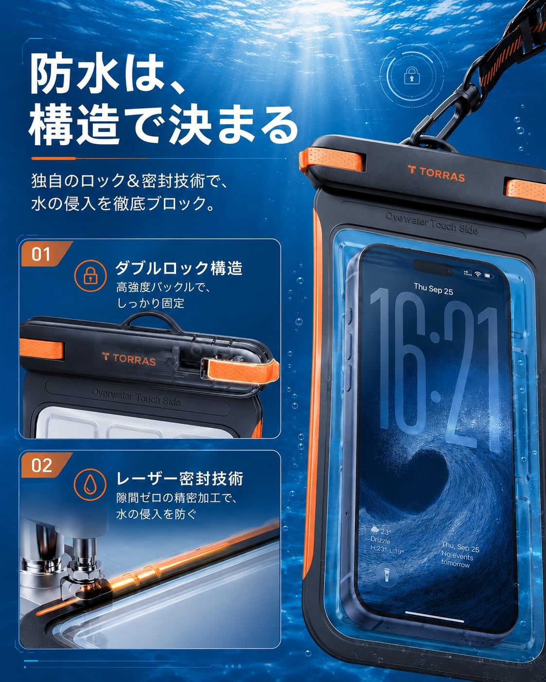 Amazon.co.jp: TORRAS スマホ 防水ケース 【2026新型！両面高機能