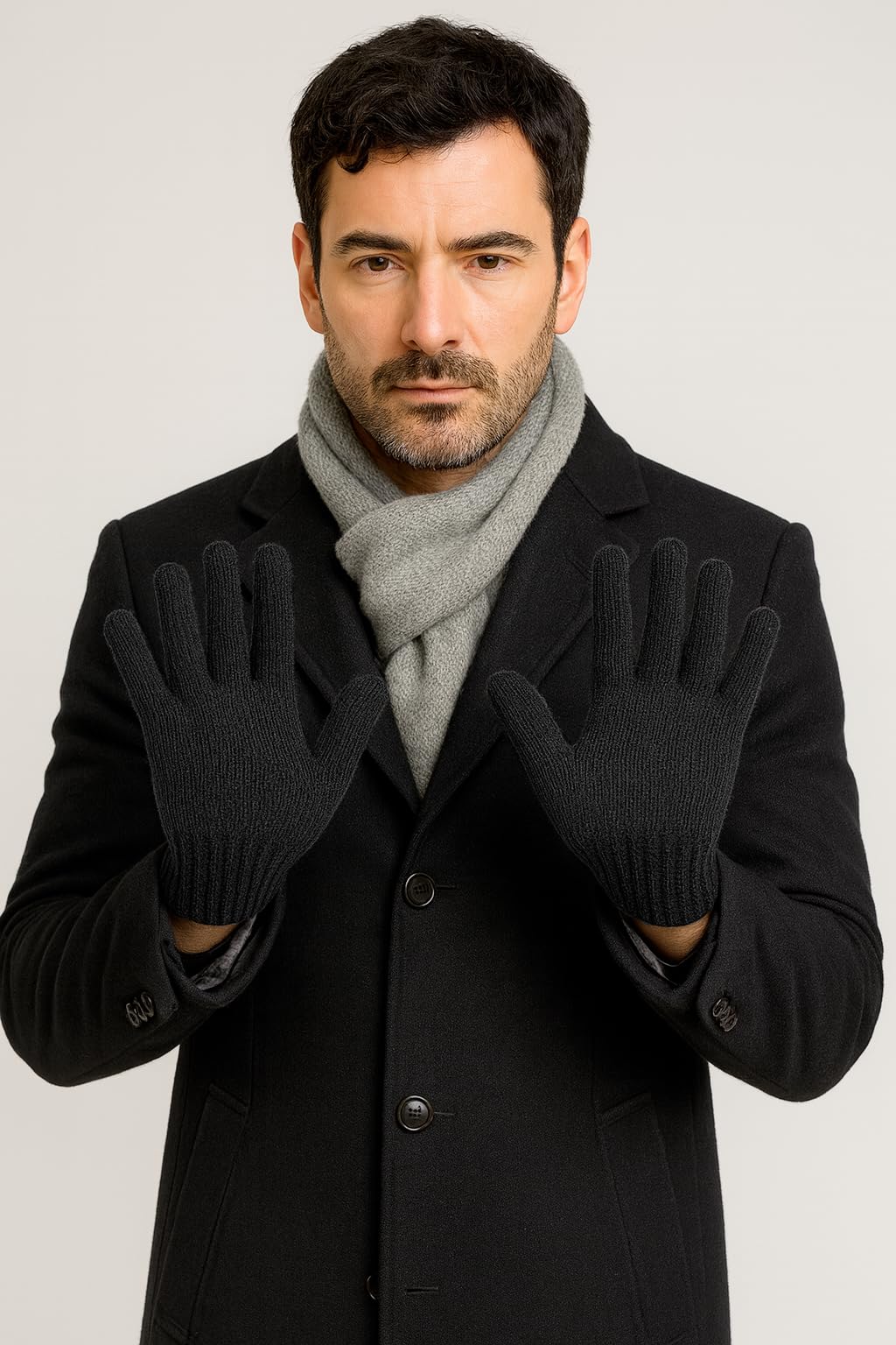CLASSE77 - Guanti invernali in maglia in puro cachemire da uomo - Artigianali - Made in Italy