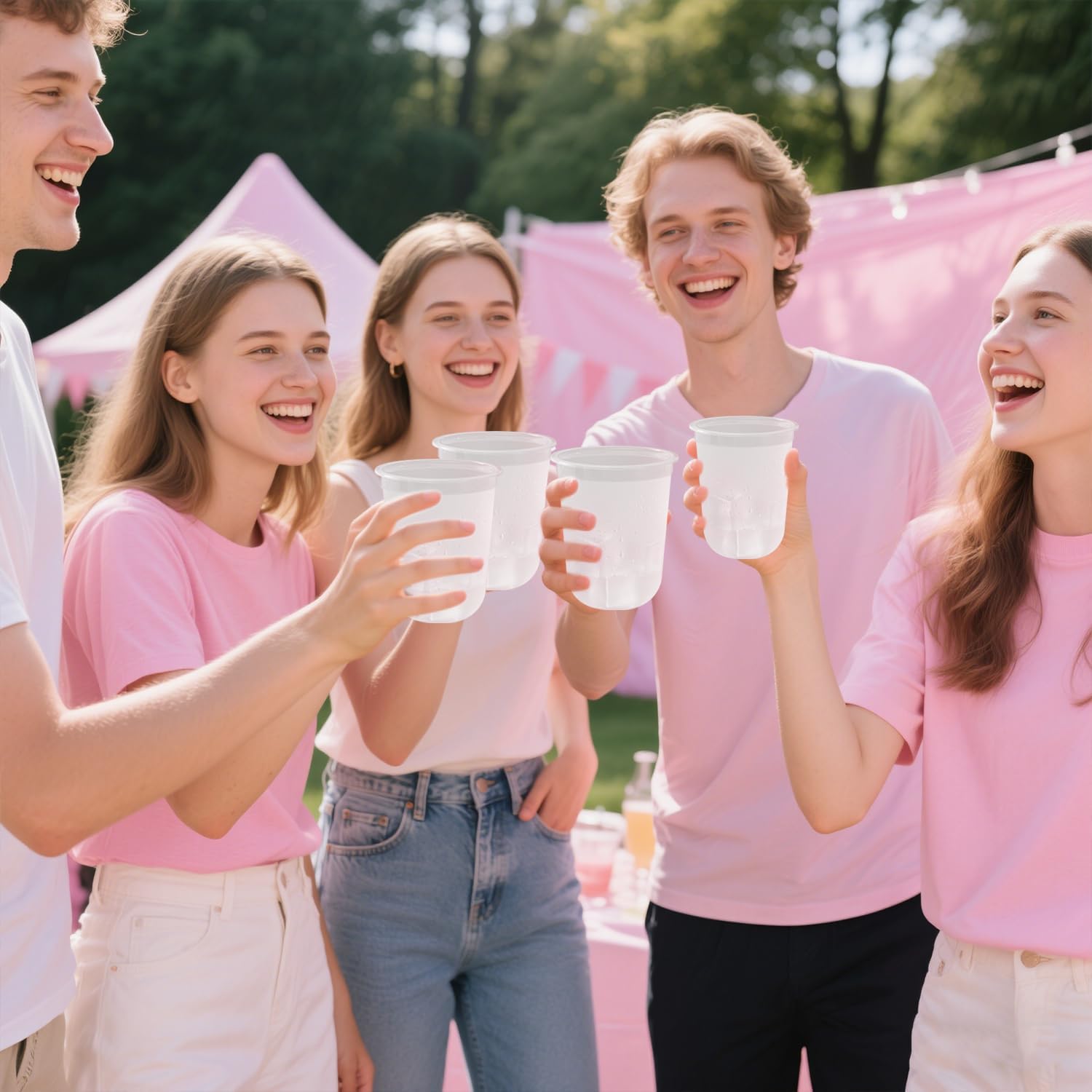 100 Pack Frosted Plastic Cups Clear Disposable Cocktail Glasses for Graduation Wedding Holiday Birthday Party (16 Oz)