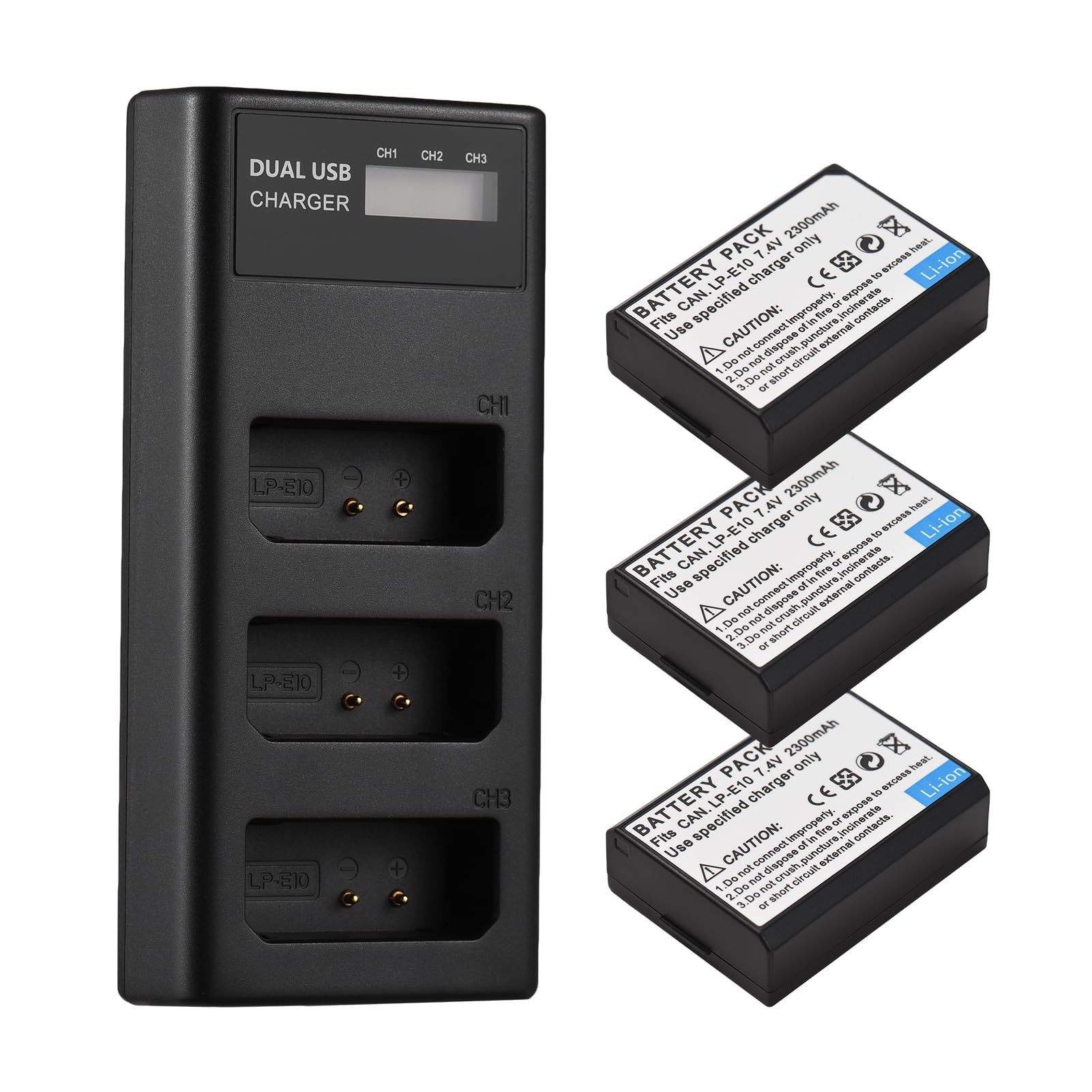 Mtlavis hness LP E10 Akku-Ladegerät Kit DREI Slot-Ladegerät mit LED-Anzeigen und Mehreren Ladegeräten für Rebel Digital kameras Ideal für Profession Elle und Amateur-Fotografen