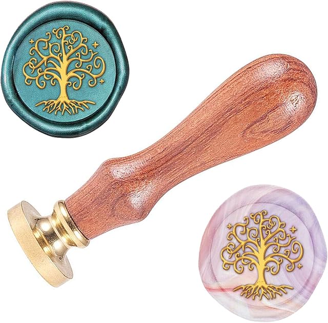 SUPERDANT Vintage Wax Seal Stamp 25mm Retro Beautiful Tree Sealing stamp Removable Brass Head Wooden Handle for Envelope Invitation Card Embellishment Creative Gift