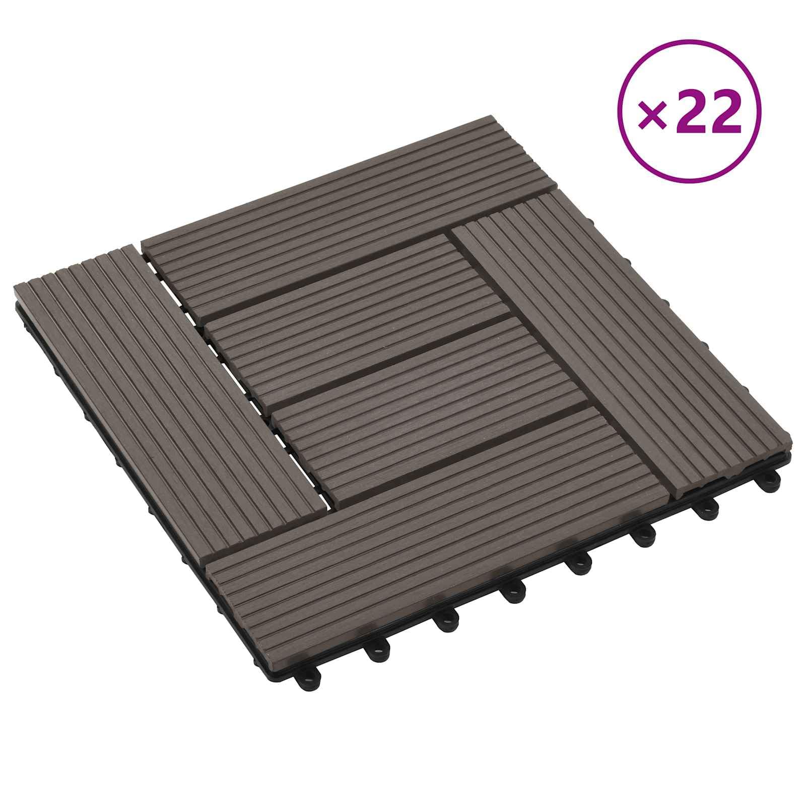 Generisch Terrassenfliese 22 STK. Dunkelbraun 30 x 30 cm WPC,Haushaltsbedarf,18 kg-3444836