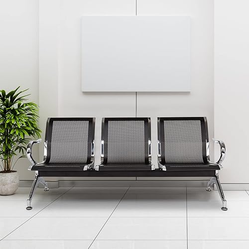 Miniatura 2 de Sillas de oficina para sala de espera de 3 plazas, sillas de recepción, silla de invitados para visitantes con brazos para aeropuerto, mercado,