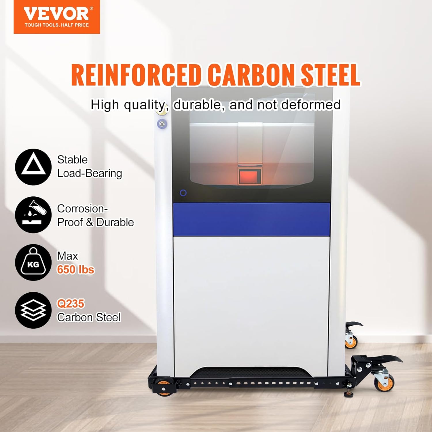 VEVOR Mobile Base, 650 lbs Weight Capacity, Adjustable from 12" x 12" to 36" x 36", Heavy Duty Universal Mobile Base Stand with Swivel Wheels, for Woodworking Equipment, Bandsaw, Power Tools, Machines