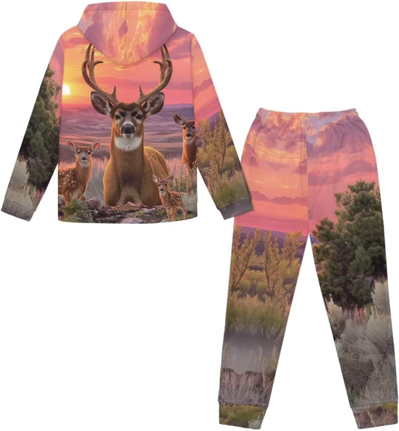 Girls Fall 2 Piece Outfits Age 5-12 Kids Novelty Hoodie and Sweatpant Set Casual Long Sleeve Hooded Tracksuit