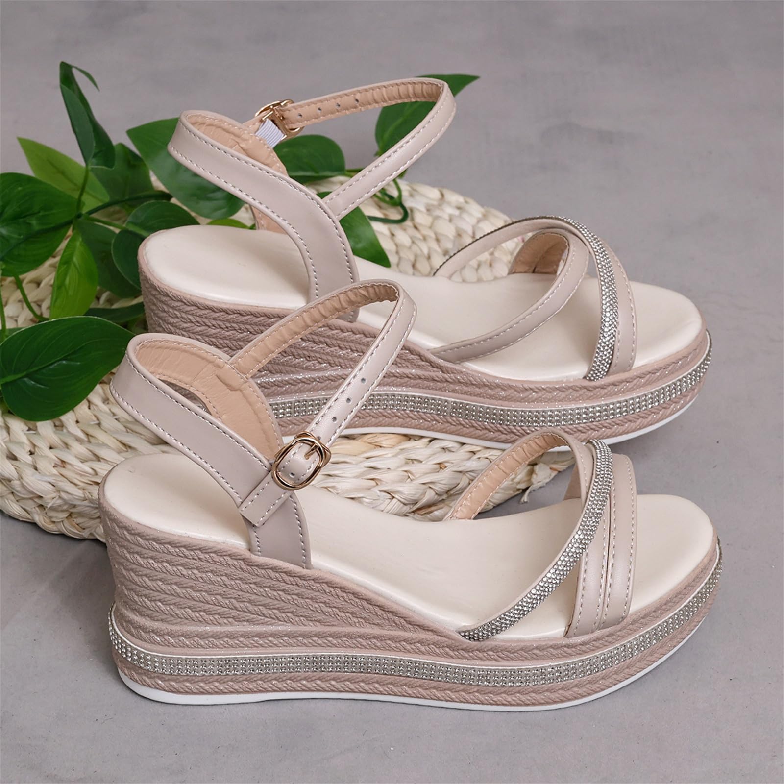 Sandali Donna con Zeppa Zeppe Estive Neri Comodi Sandali con tacco in pendenza da spiaggia da donna Pantofole casual vuote Scarpe fondo in pendenza Bassi Gioiello Sandalo Tacco Largo