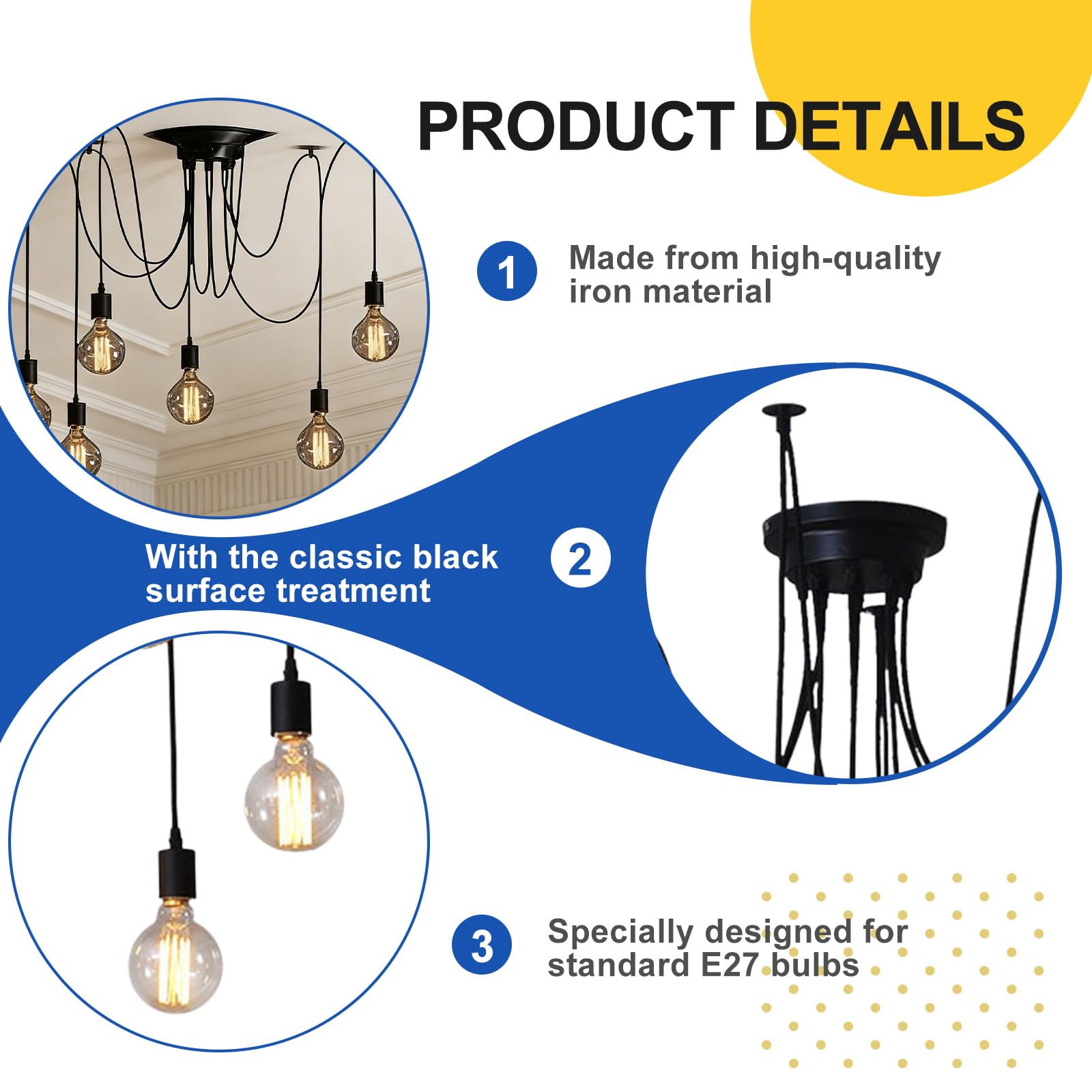 GBKDQQ Lustre Araignée Industriel à 6 Têtes, Suspension Rétro Vintage, Hauteur Réglable, Câble de 1,5 m, pour Salon, Chambre ou Bar