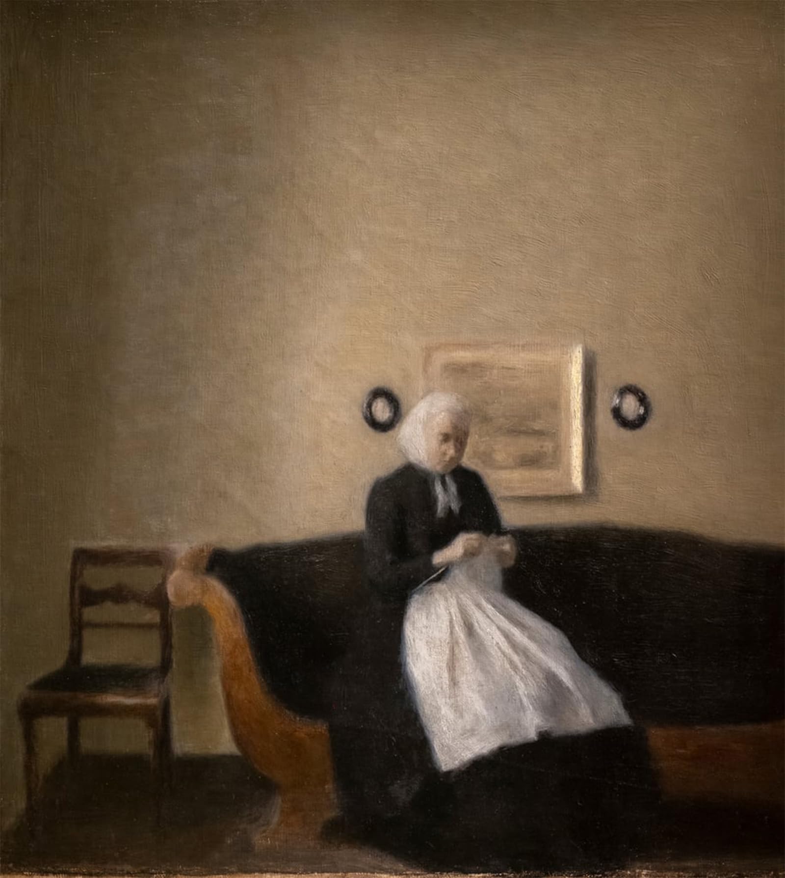 SERENDIPITP Aesthetic Poster Photo Wall Print Retro Picture Interior with the Artist Mother by Vilhelm Hammershoi Modern Wall Artwork for Home Decor 60x90cm