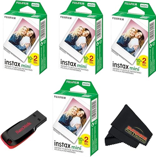 Miniatura 10 de Fujifilm Instax mini película instantánea de luz diurna (paquete doble + unidad flash USB de 32 GB) con paño de limpieza de microfibra Sunshine