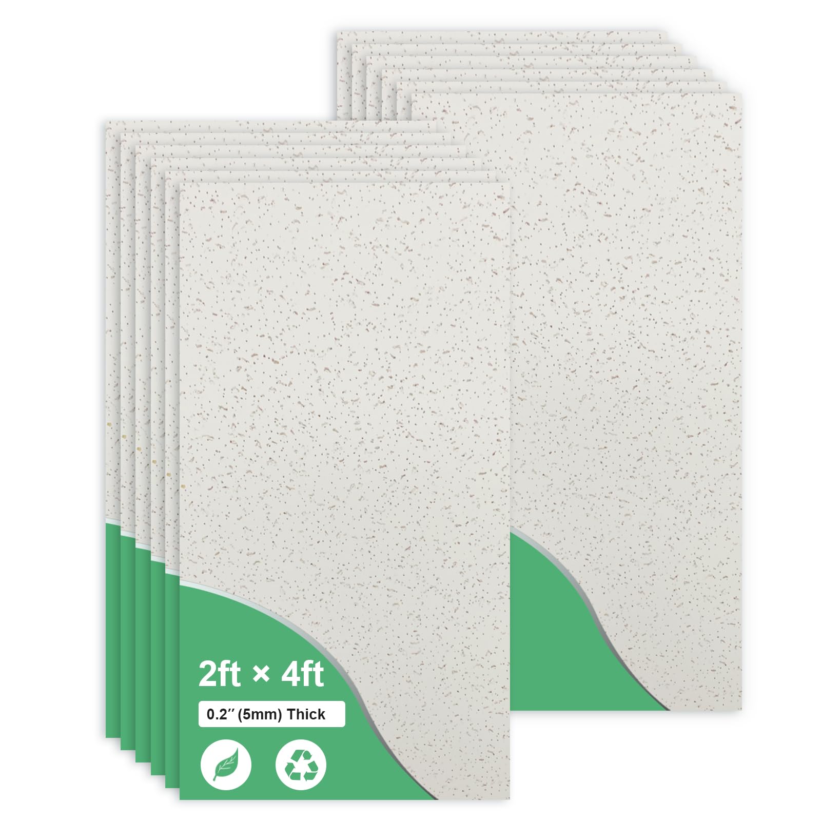 Printed Pro Ceiling Tiles - PVC Ceiling Panel Waterproof, Washable and Fire-Rated - High-Grade PVC to Prevent Breakage-Package of 10 Tiles