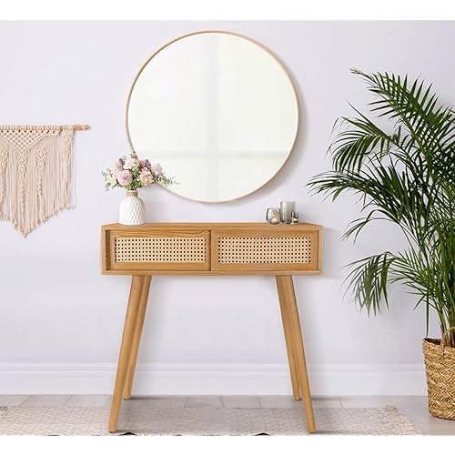 Console Table, Small Vanity Desk, Console Tables for Entryway Entryway Table, Rattan Dresser Entry Table Narrow Console Table Modern Hallway Table, 31" Boho Sofa Table