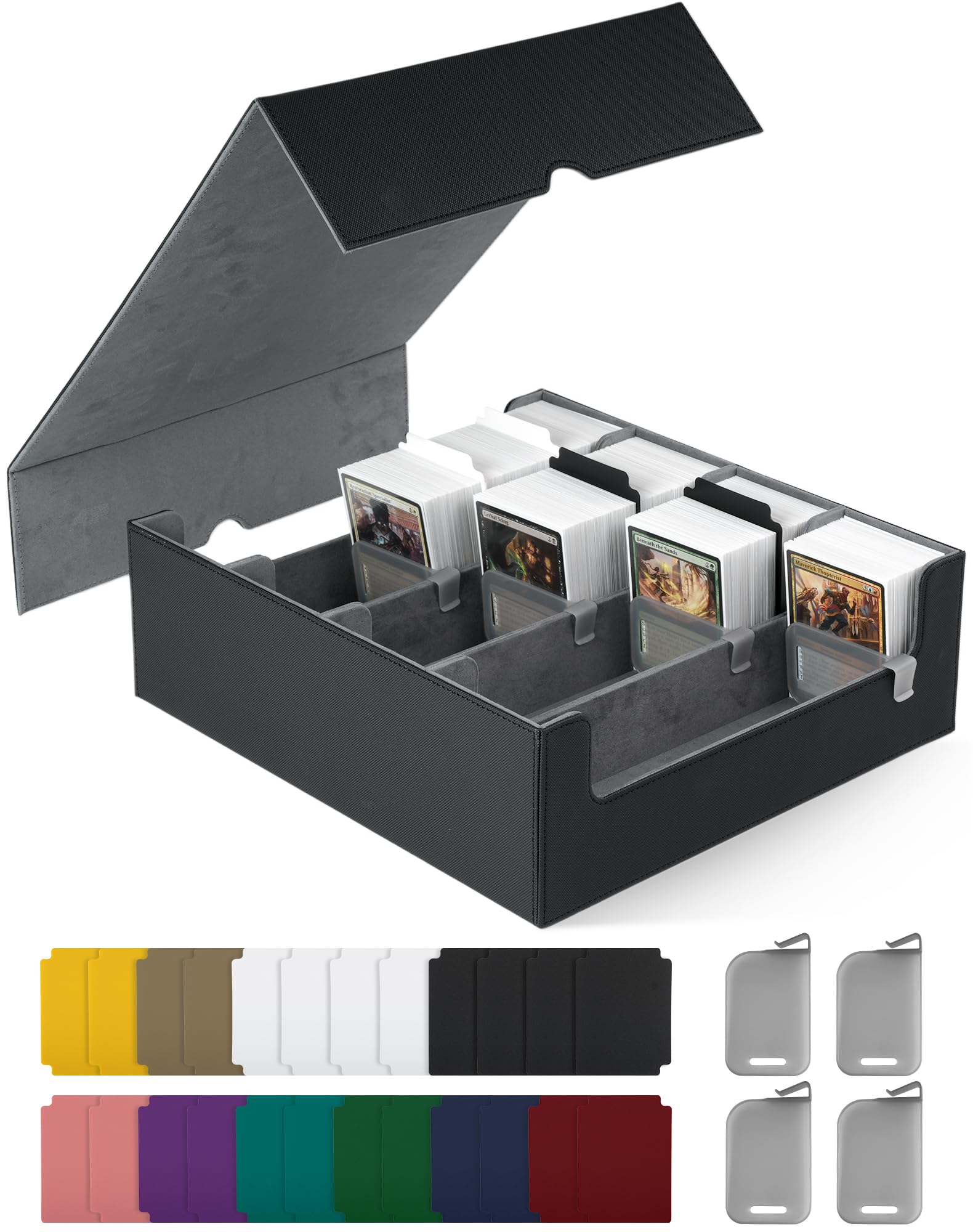 ZLCA Trading Card Storage Box, Commander Card Deck Case Holds 2400+ Cards, MTG Deck Box with 4 Stoppers