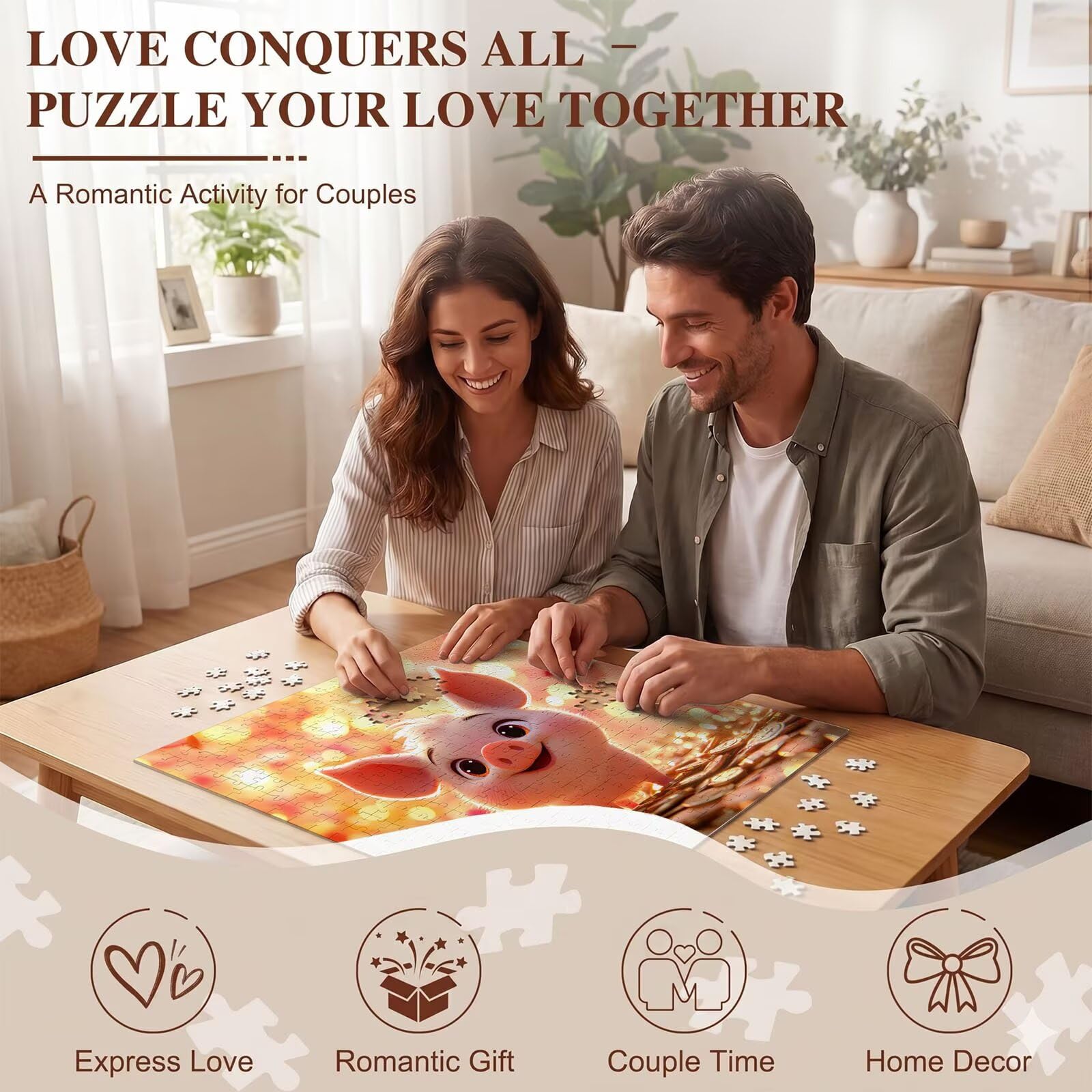 Puzzle 5000 Pezzi Classici, Puzzle Carino maiale 156 x 105 cm, Gioco Educativo e Antistress in Legno con Poster Incluso, Ttività DIY per Famiglia, Regalo per Appassionati, Decor Parete Casa, f0-563