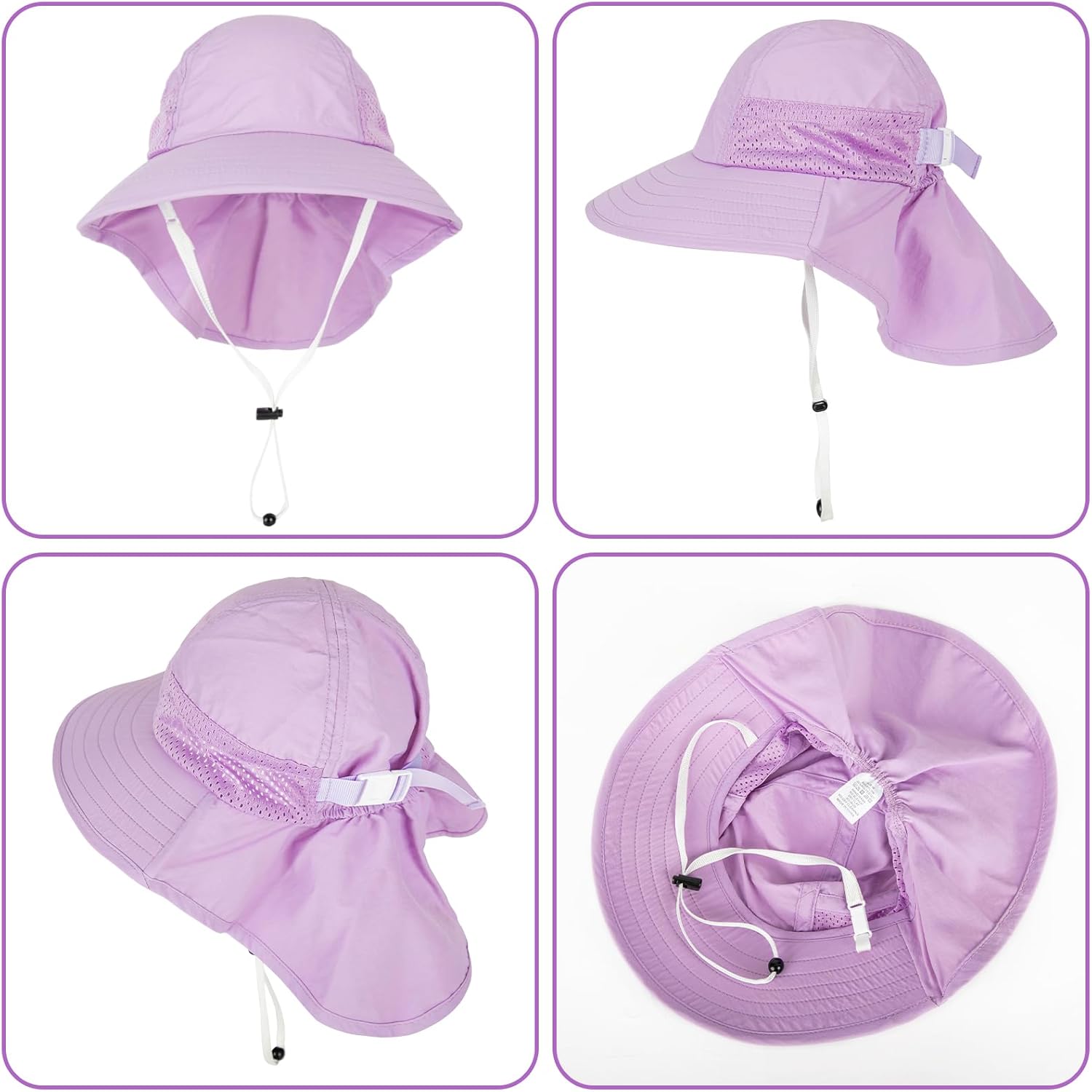 Toddler Baby Sun Hat Kids Summer UPF 50+ for Boys Girls Adjustable Beach Hats with Bucket Wide Brim Age 1-7 Years - Image 5