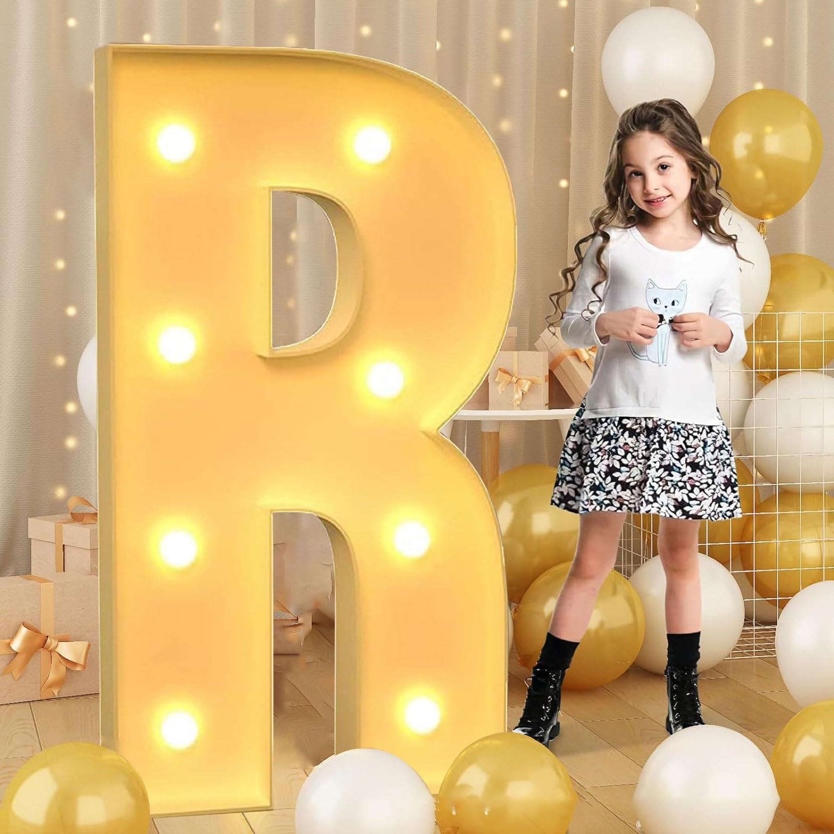 100cm-3.3ft Giant LED Light Up Letter R, Mosaic Marquee Light Up Sign, LED Letters Lamps for Valentine's Day Birthday Christmas New Year
