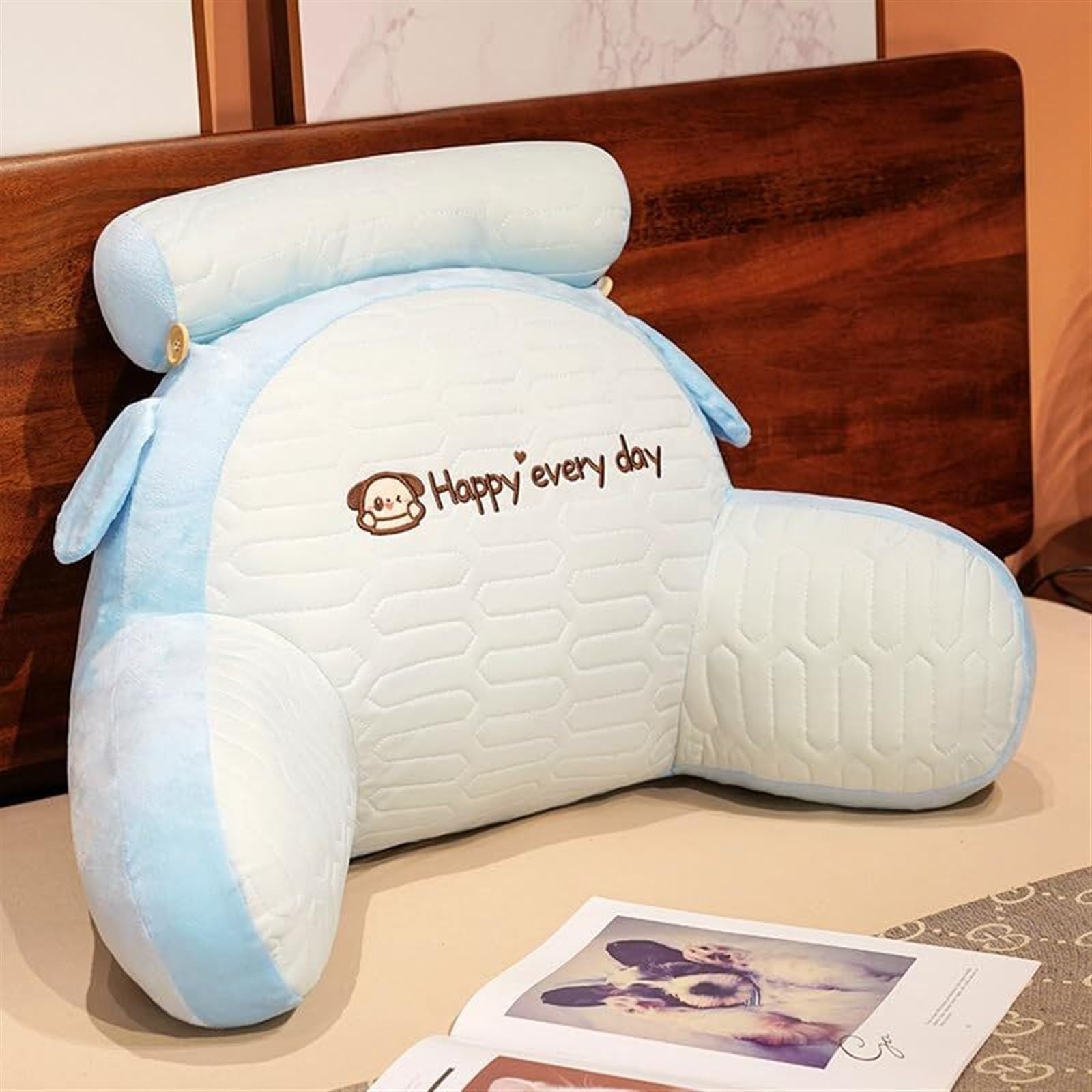 MYXJX back support cushion, Pillows to Relieve Pain Ergonomic Lumbar Support Cushion Detachable and Washable Cuddle Cushions(Blue,65 * 45cm)