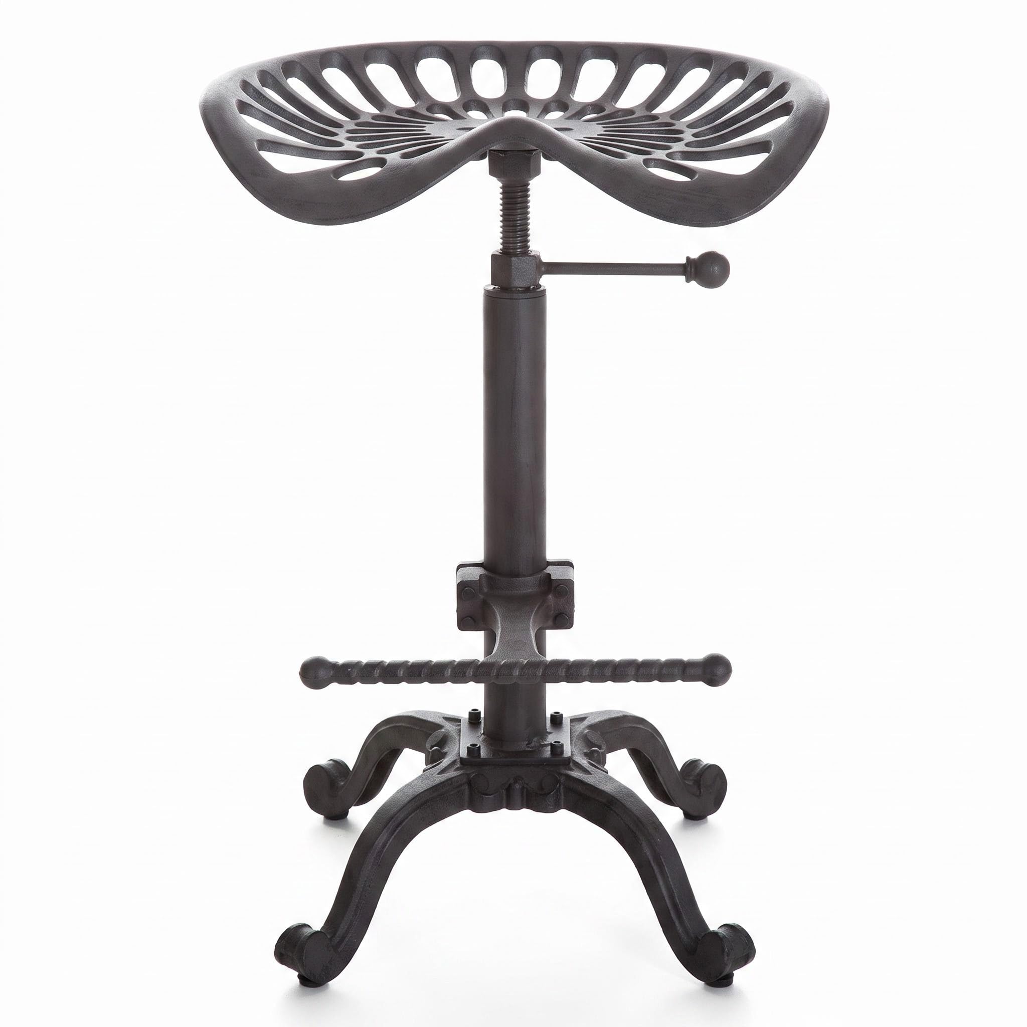 Topower Tabouret de Bar Industriel de Ferme - Tabouret de Tracteur de Fonte, Taille réglable, siège pivotant, Chaise de Barre de Petit déjeuner