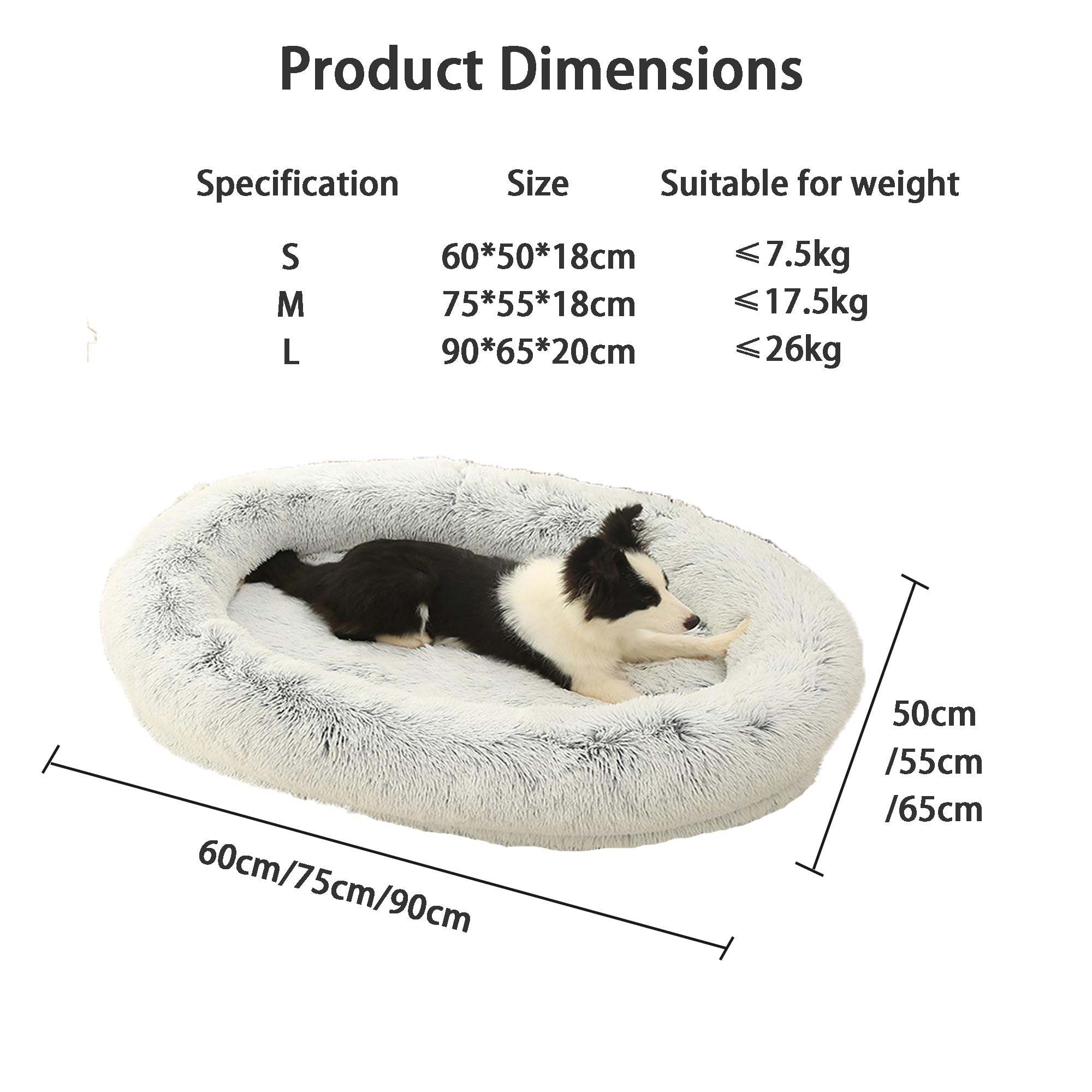 Cama ortopédica para perros y gatos, sofá mullido para perros con refuerzo de cuatro lados, sofá de felpa para mascotas, sofá cálido para mascotas, cojín calmante con parte inferior