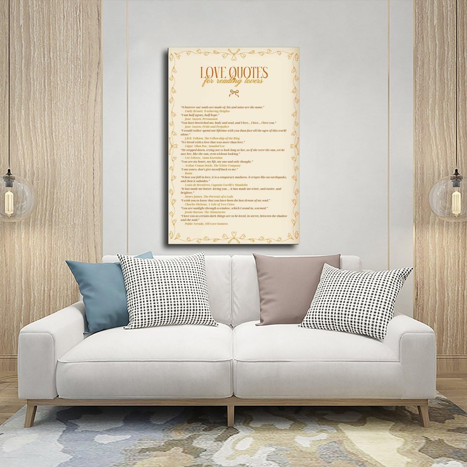 ACFTAIN Libros de citas de amor para amantes de la literatura romántica, novelas clásicas, citas de lectura, lienzo, decoración de pared, pósteres para decoración de pared, hogar, bar, restaurante