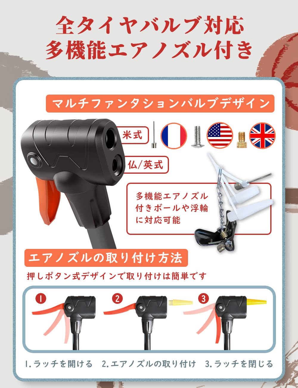 Amazon | 空気入れ 自転車 くうきいれ 160PSI/11Bar 仏式/英式/米式