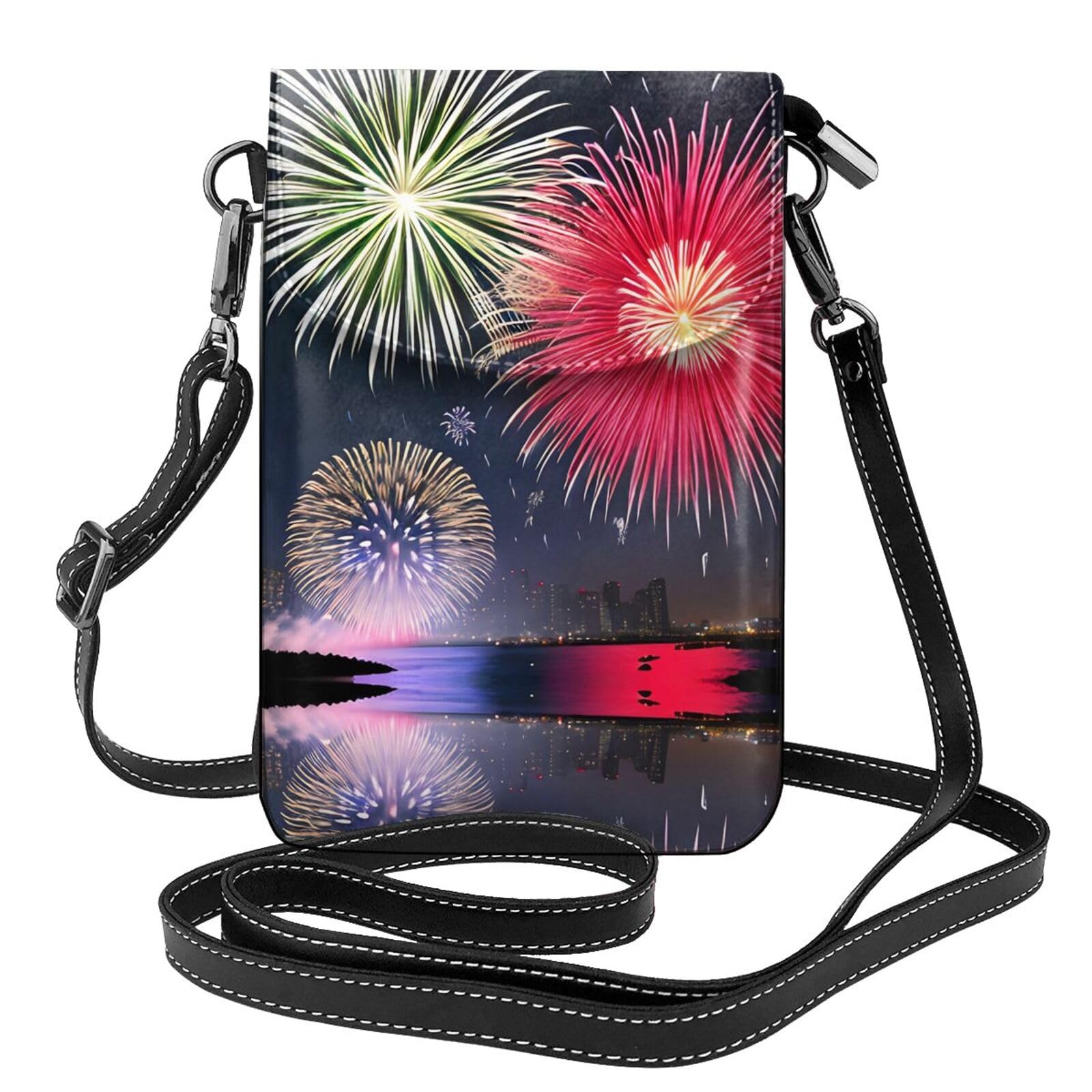 YYHHAOFA Women Small Cell Phone Purse Splendid Fireworks Prints Soft, Durable and Waterproof PU Leather Convenient for Daily use and Travel Black