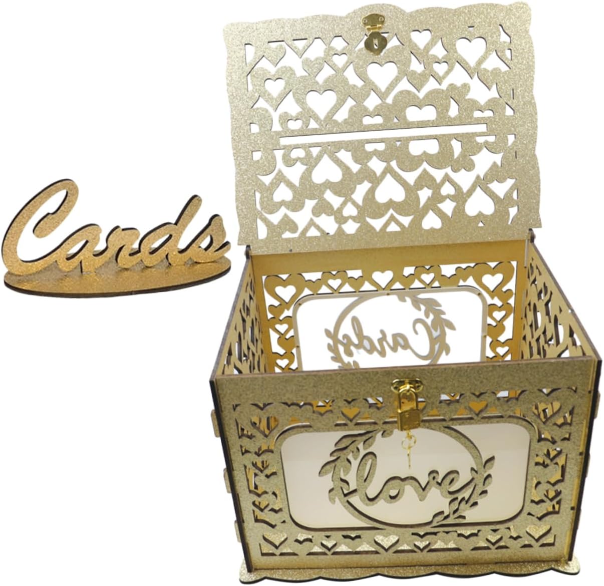 1set Wooden Card Box for Weddings Graduations Special Events Elegant Greeting and Blessing Card Container with Capacity for Collecting Envelopes Keepsakes
