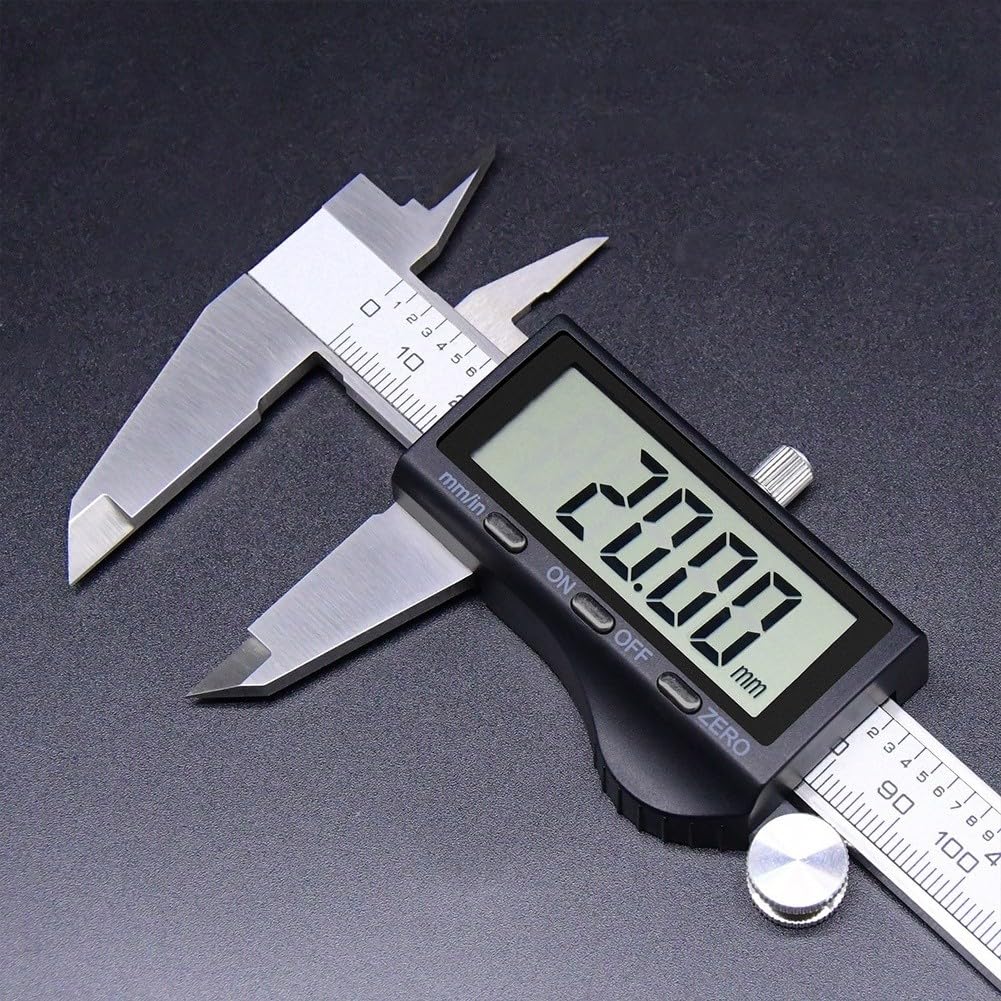 Calibre digital de acero inoxidable, resolución de 0,01 mm, precisión de ± 0,02 mm, clasificación IP54, para medidas externas/internas/pasos/profundidad, 150 mm (300 mm)