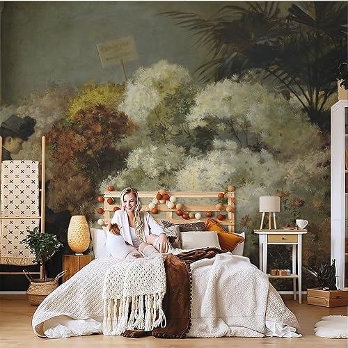 Miniatura 6 de Pintura al óleo vintage Boho Medieval Lady Flowers Mural de pared para despegar y pegar, papel tapiz autoadhesivo extraíble Mural grande de papel de