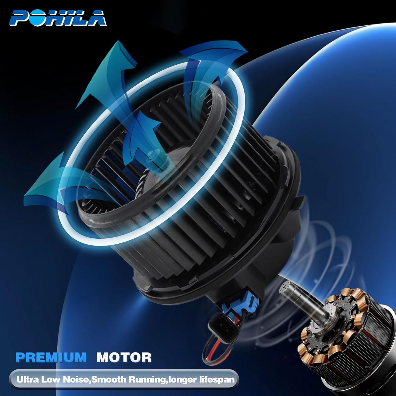 AC Heater Blower Motor with Fan Compatible with Cadillac Escalade, 2007 2008 2009 2010 2011 2012 2013 2014 Chevy Silverado Suburban Avalanche Tahoe, GMC Sierra Yukon 1500 2500 Replace# 700164